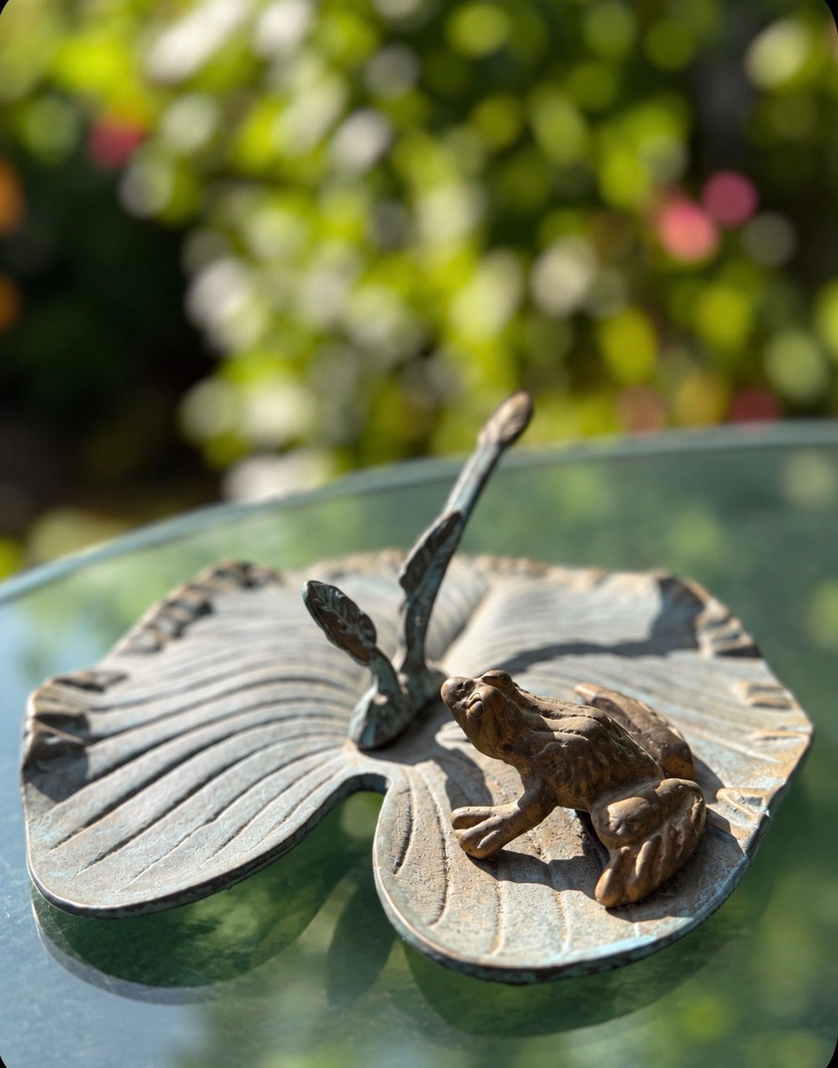 Frog and lily pad garden sundial